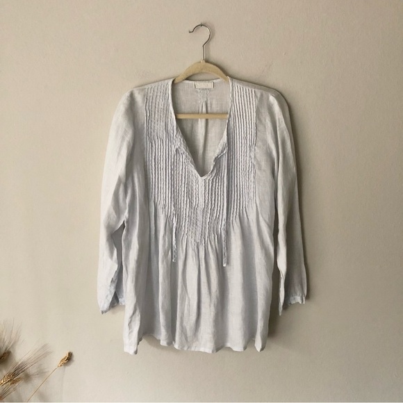 CP Shades Linen Pintuck Coastal Tunic in Light Blue XS - Picture 1 of 9